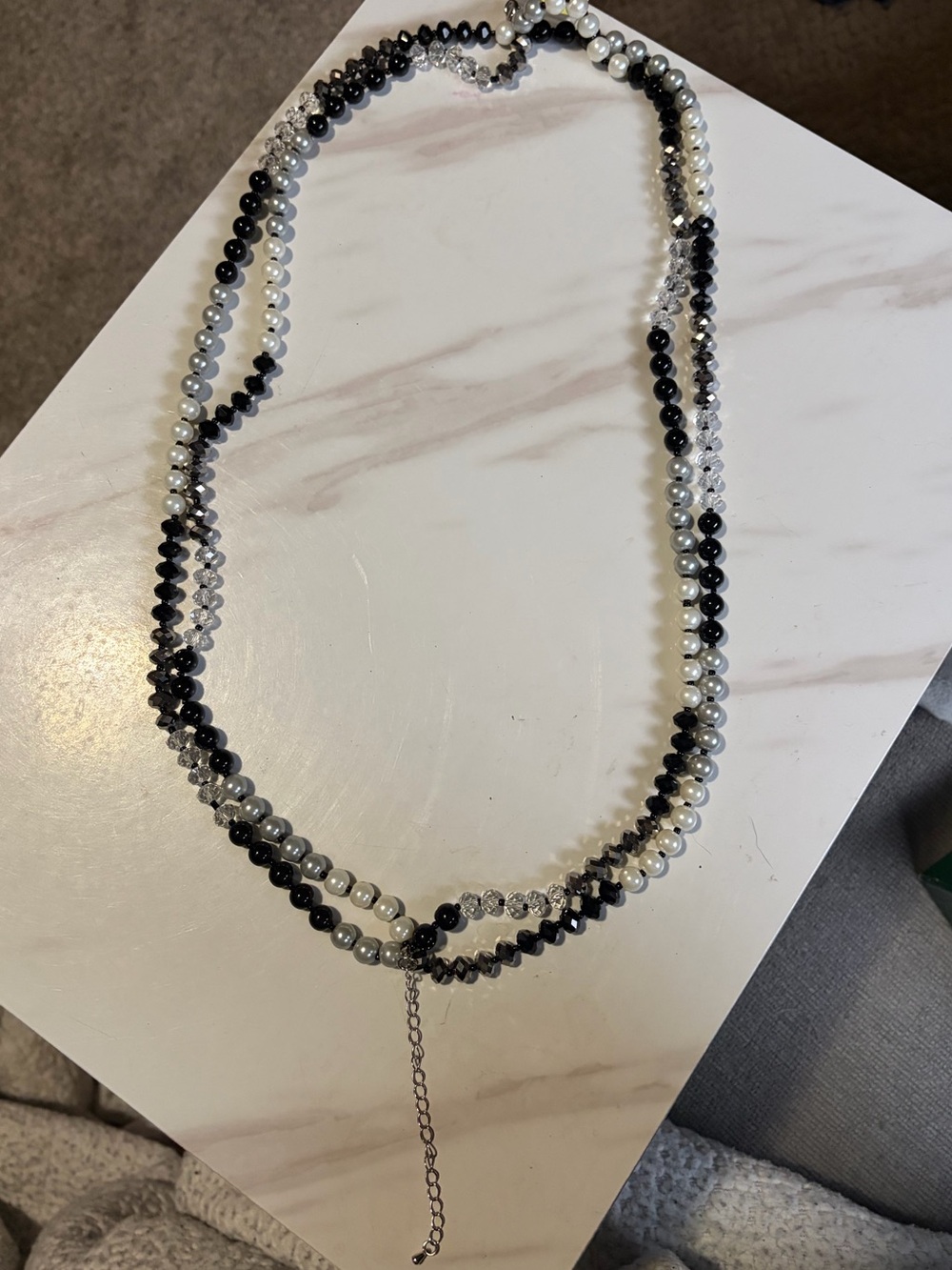 2/$25 Classic Black & White Beaded Necklace - Unbranded